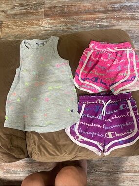 Champion Gray Tank Top with Multicolor Logo Prints